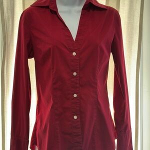 Express Women's Deep Red Button-Down Shirt